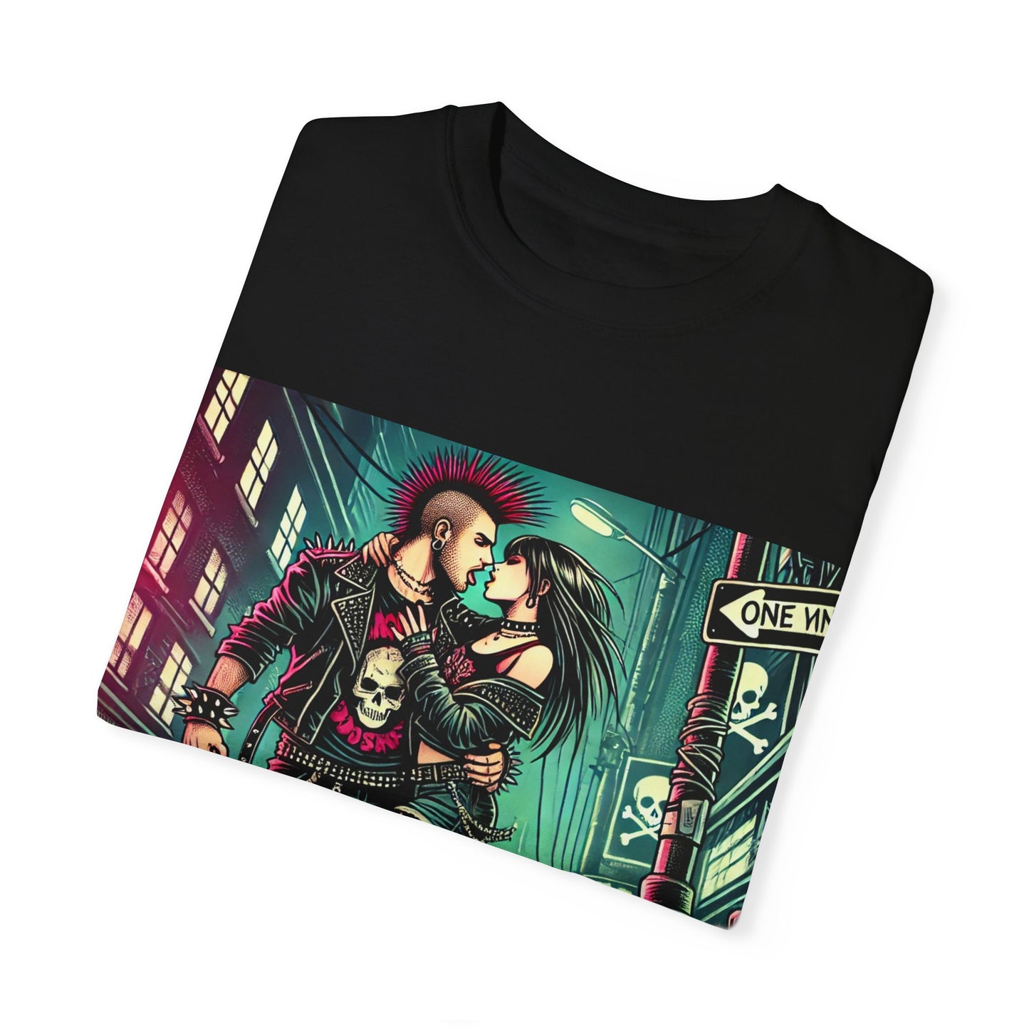 Punk Rock Love T-Shirt - Unisex Garment-Dyed Tee for Rock Enthusiasts