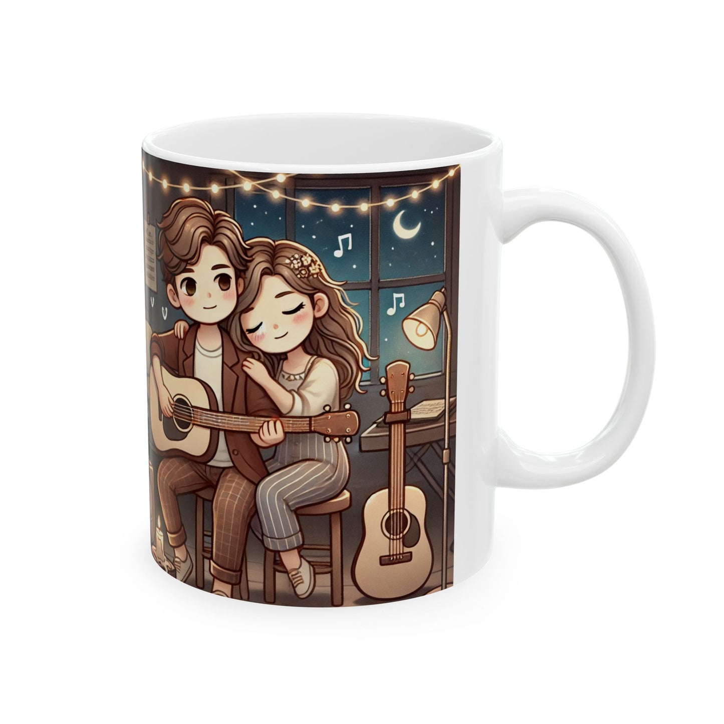 Cozy Music Lovers Ceramic Mug - 11oz & 15oz, Perfect Gift for Musicians and Coffee Enthusiasts