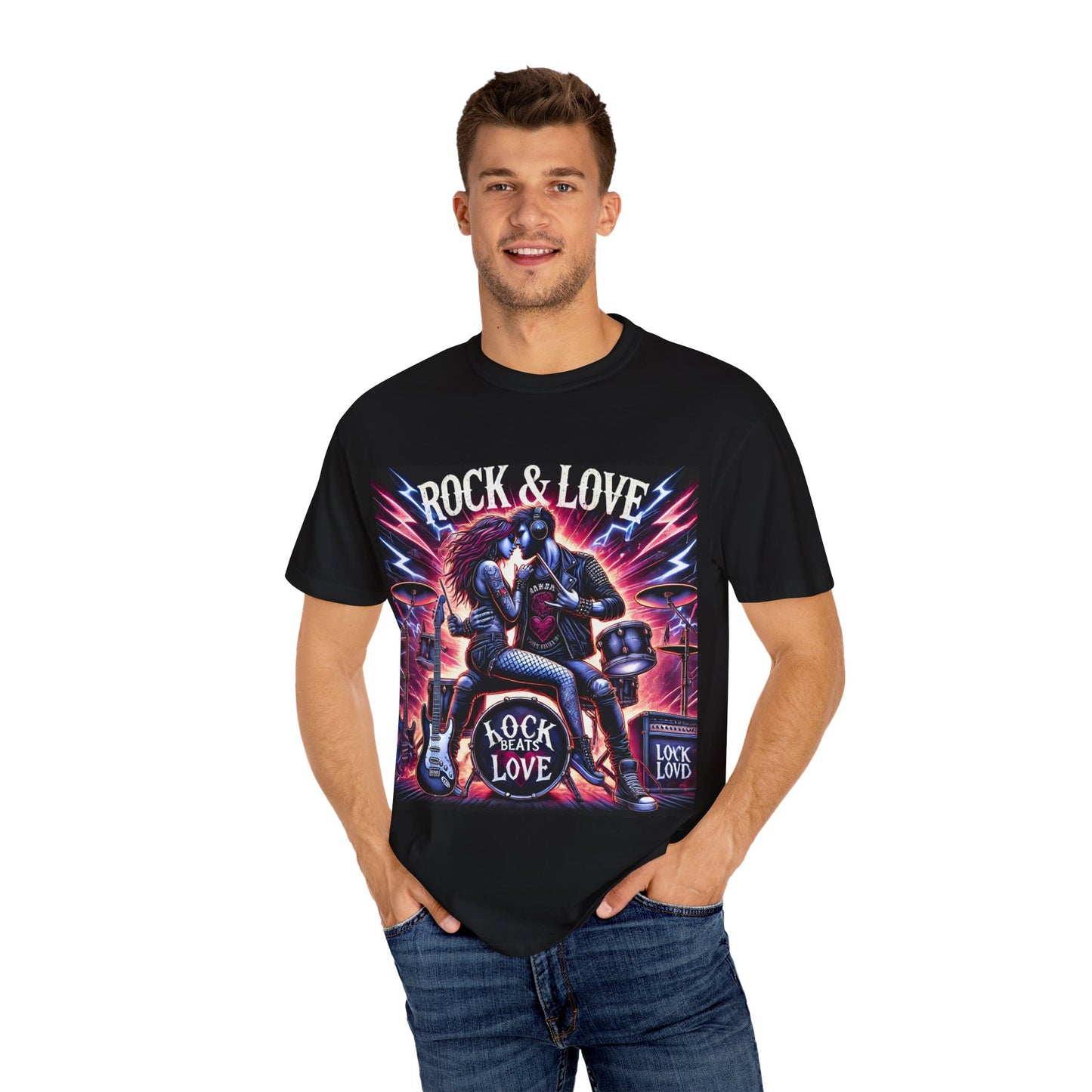 Rock & Love Unisex Garment-Dyed T-Shirt - Perfect for Music Lovers