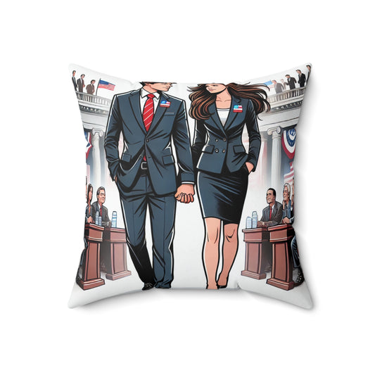 Political Love Square Pillow - Spun Polyester Cushion for Home Decor