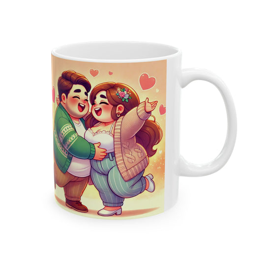 Couple Love Ceramic Mug - Cute Cartoon Design for Gifts