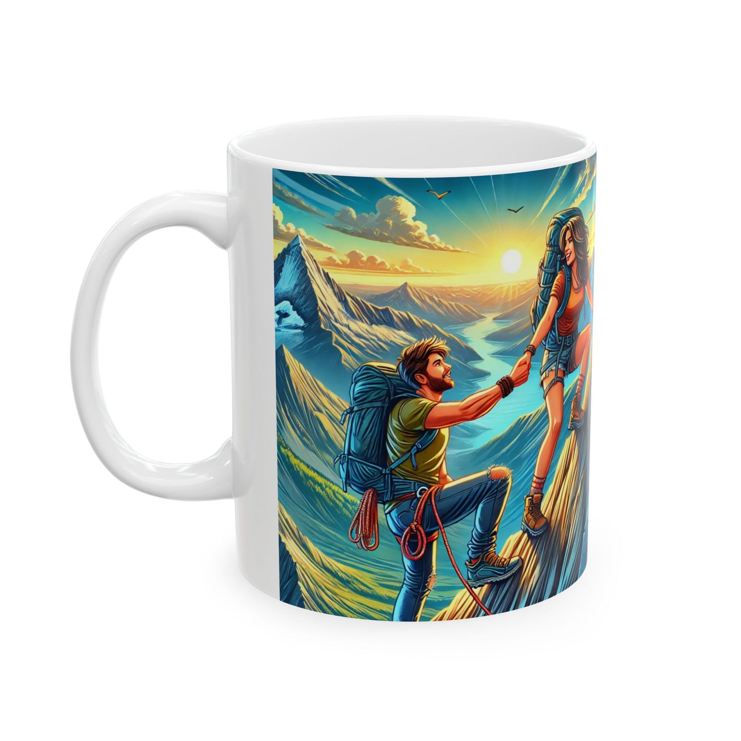 Adventure Seekers Ceramic Mug - Mountain Climbing Design (11oz, 15oz)