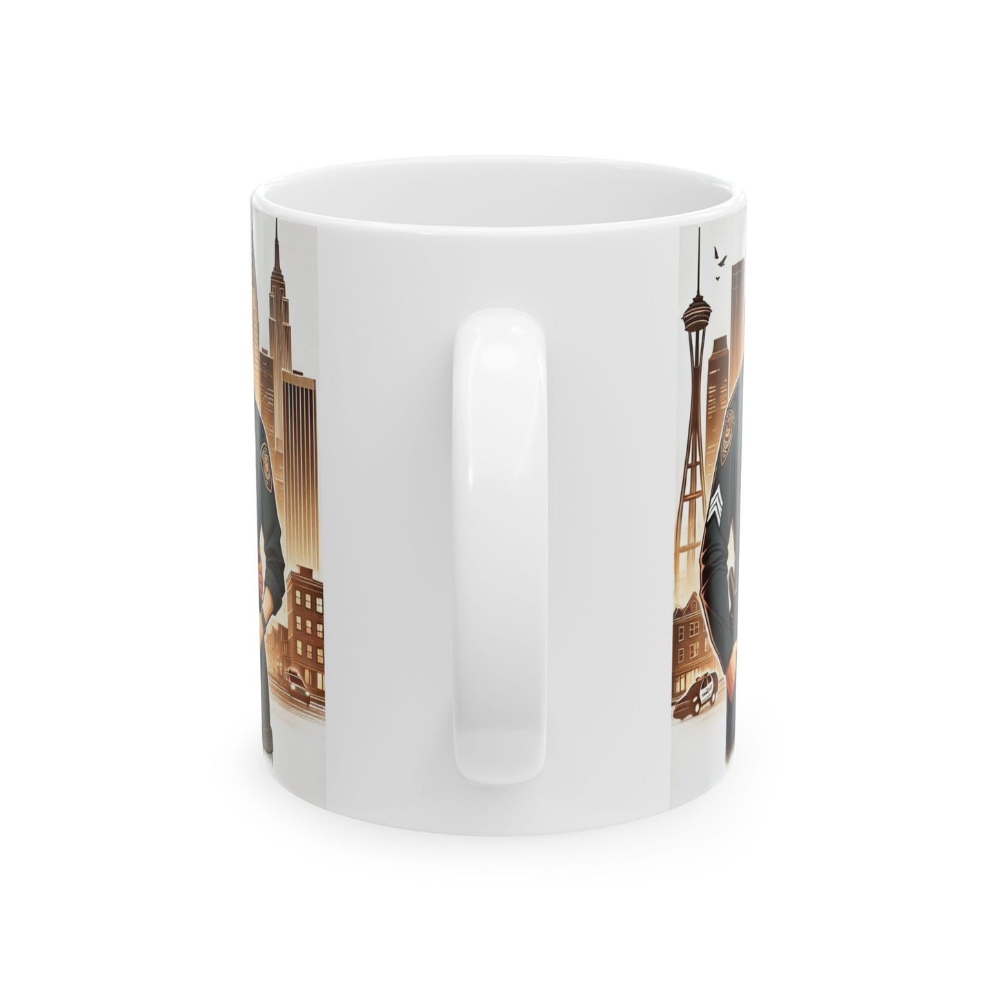 Cityscape Police Officer Ceramic Mug - 11oz & 15oz