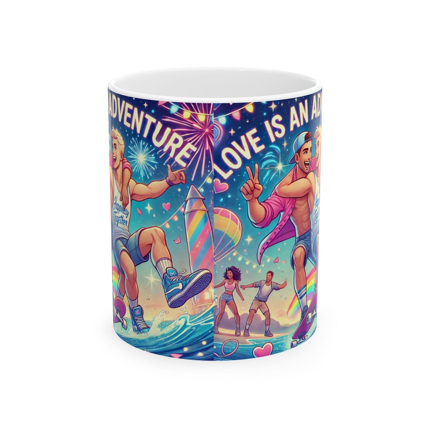 Love is an Adventure Ceramic Mug – Colorful LGBT Pride Design