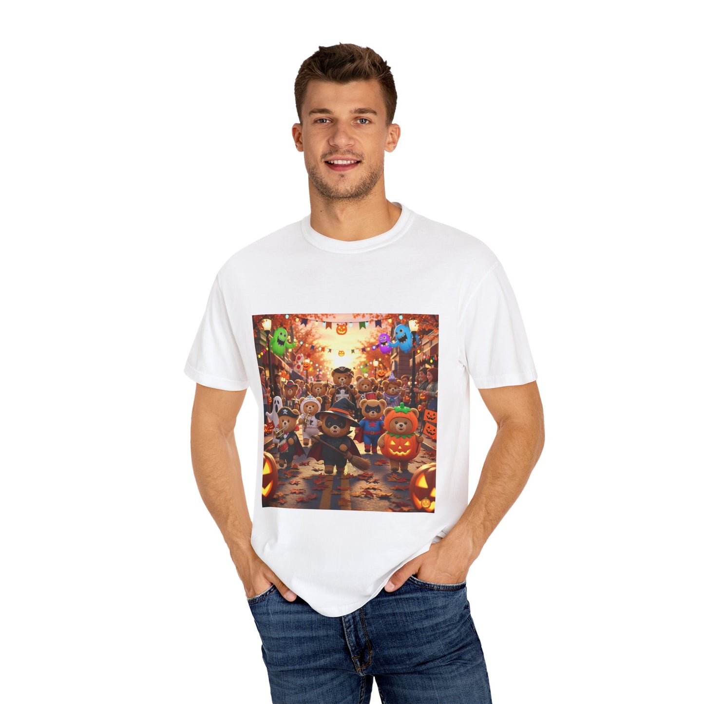 Halloween-Themed Unisex T-Shirt with Festive Characters, Perfect for Fall Celebrations, Party Wear, Unique Gift, Seasonal Fun