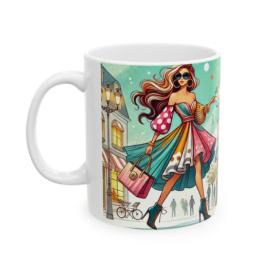 Chic Fashionista Ceramic Mug - Stylish Coffee Cup for Fashion Lovers
