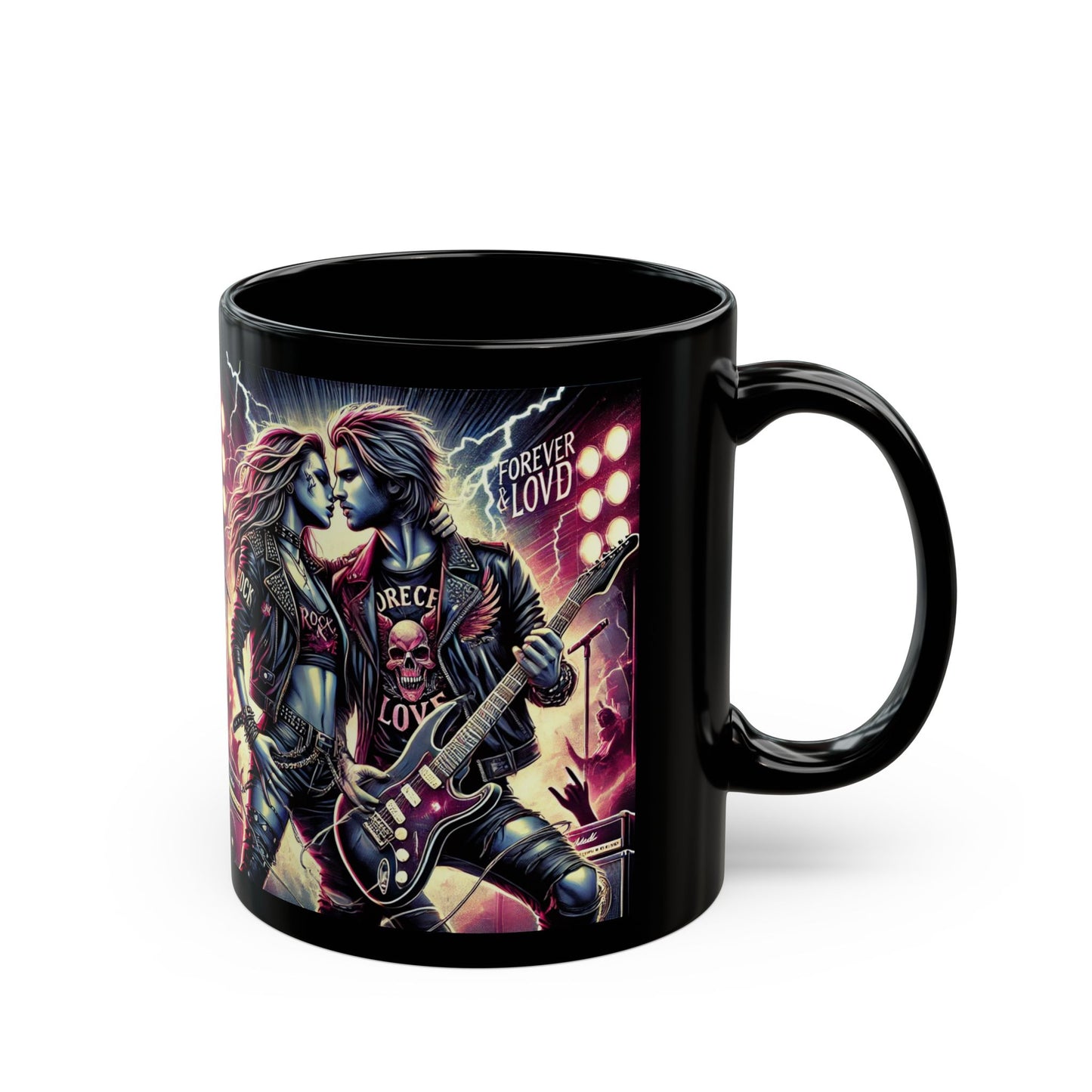 Forever Lovd Rocker Mug - 11oz & 15oz Black Coffee Cup for Music Lovers