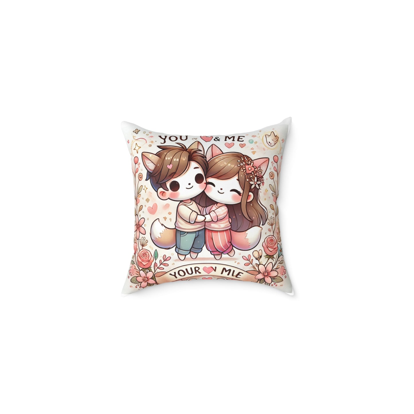 Cute Couple Love Poly Canvas Pillow - You & Me Your Mile Decor