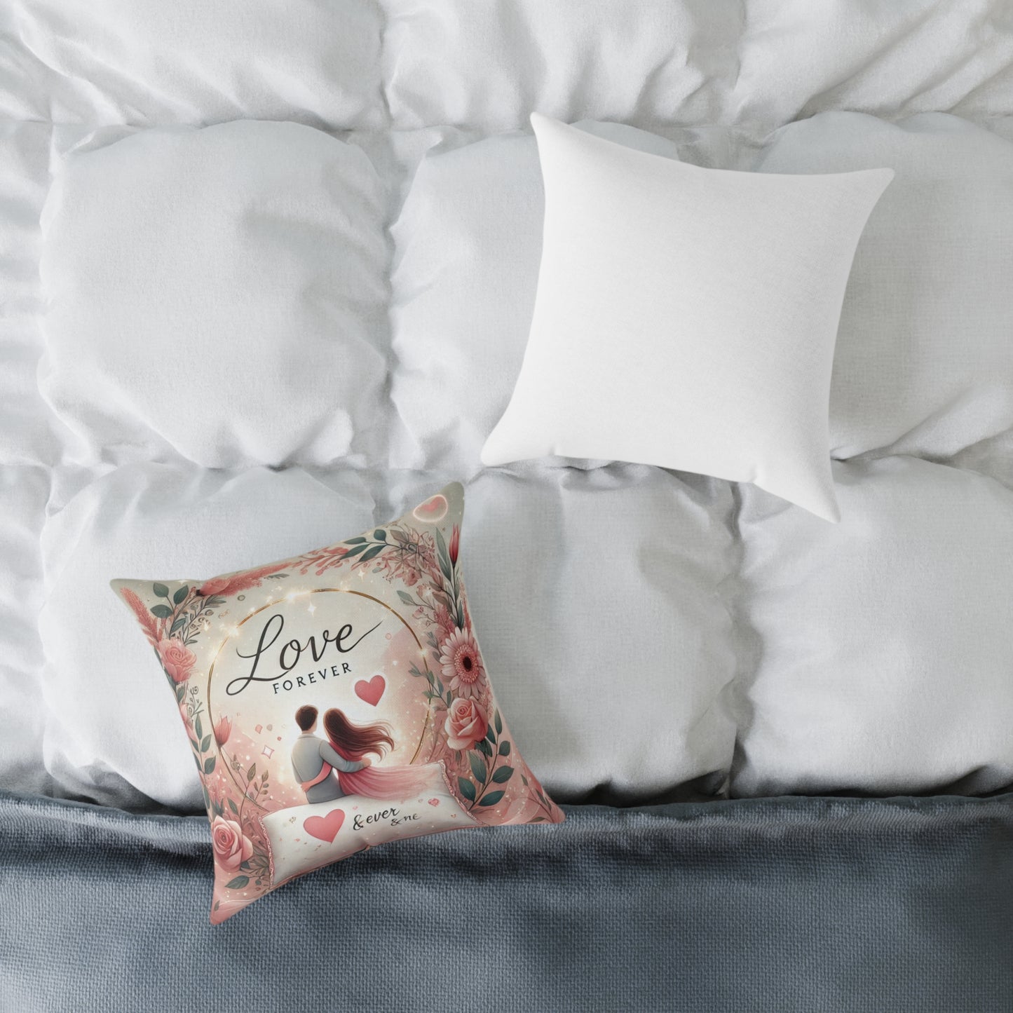 Love Forever Square Poly Canvas Pillow – Romantic Home Decor