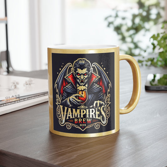 Vampire's Brew Metallic Mug | Gothic Coffee Cup | Halloween Decor | Unique Gift for Spooky Enthusiasts