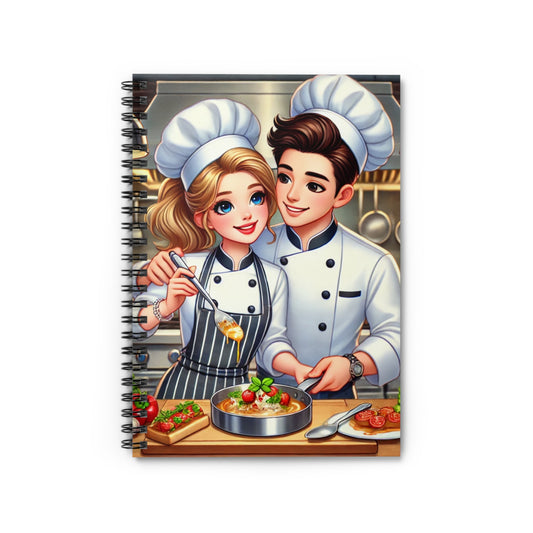 Romantic Chef Spiral Notebook - Ruled Lines, Cute Cooking Design for Food Lovers