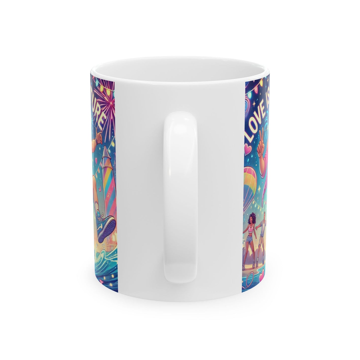 Love is an Adventure Ceramic Mug – Colorful LGBT Pride Design