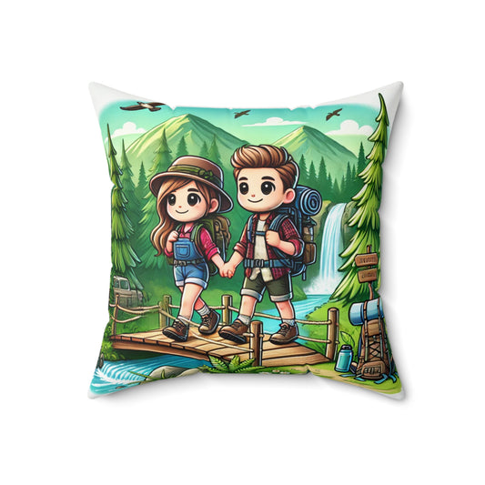 Adventure Together Decorative Pillow - Cozy Hiking Couple Design