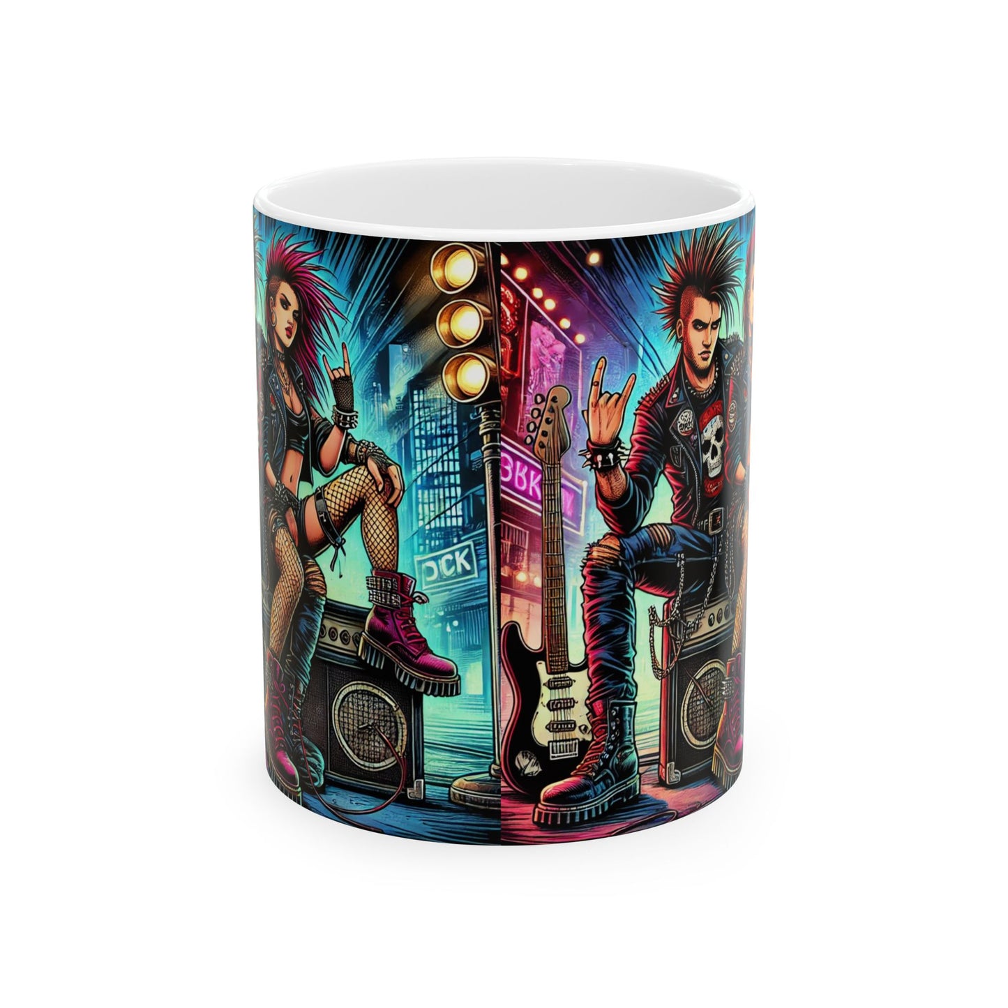 Punk Rock Ceramic Mug – 11oz & 15oz | Vibrant Goth Design for Music Lovers