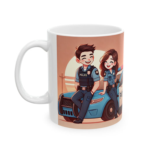 Police-Themed Ceramic Mug - Fun Law Enforcement Design, Perfect Gift for Officers and Supporters