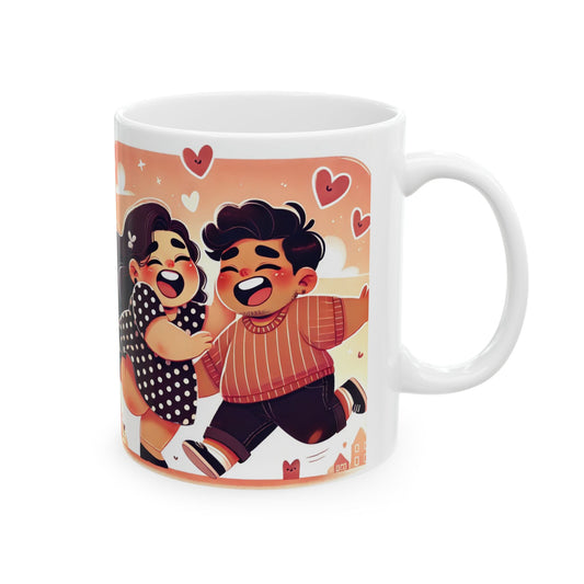 Love Story Ceramic Mug – Cute Cartoon Lovers Design | Perfect Gift for Valentine's Day