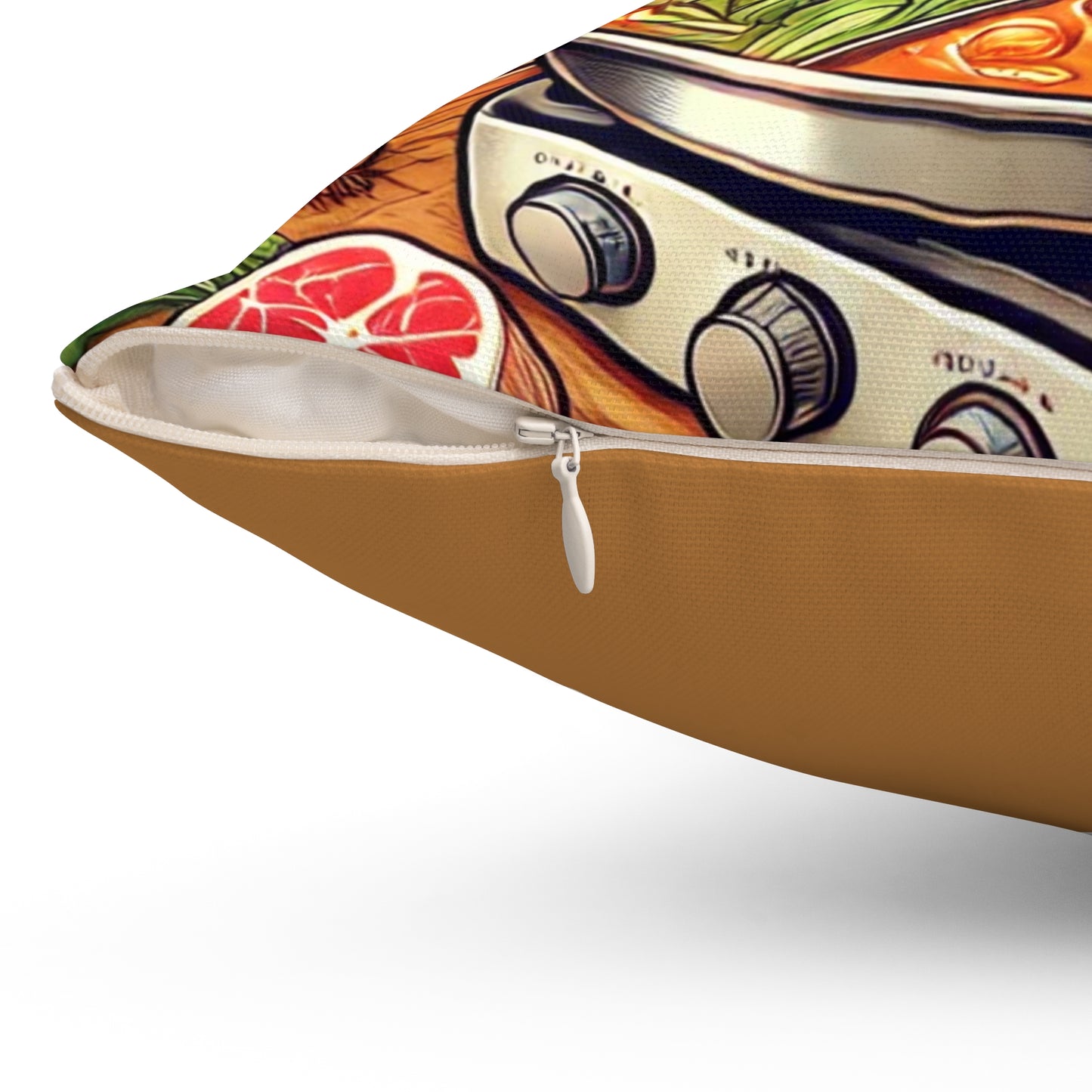 Spun Polyester Square Pillow - Fun Couples Cooking Design