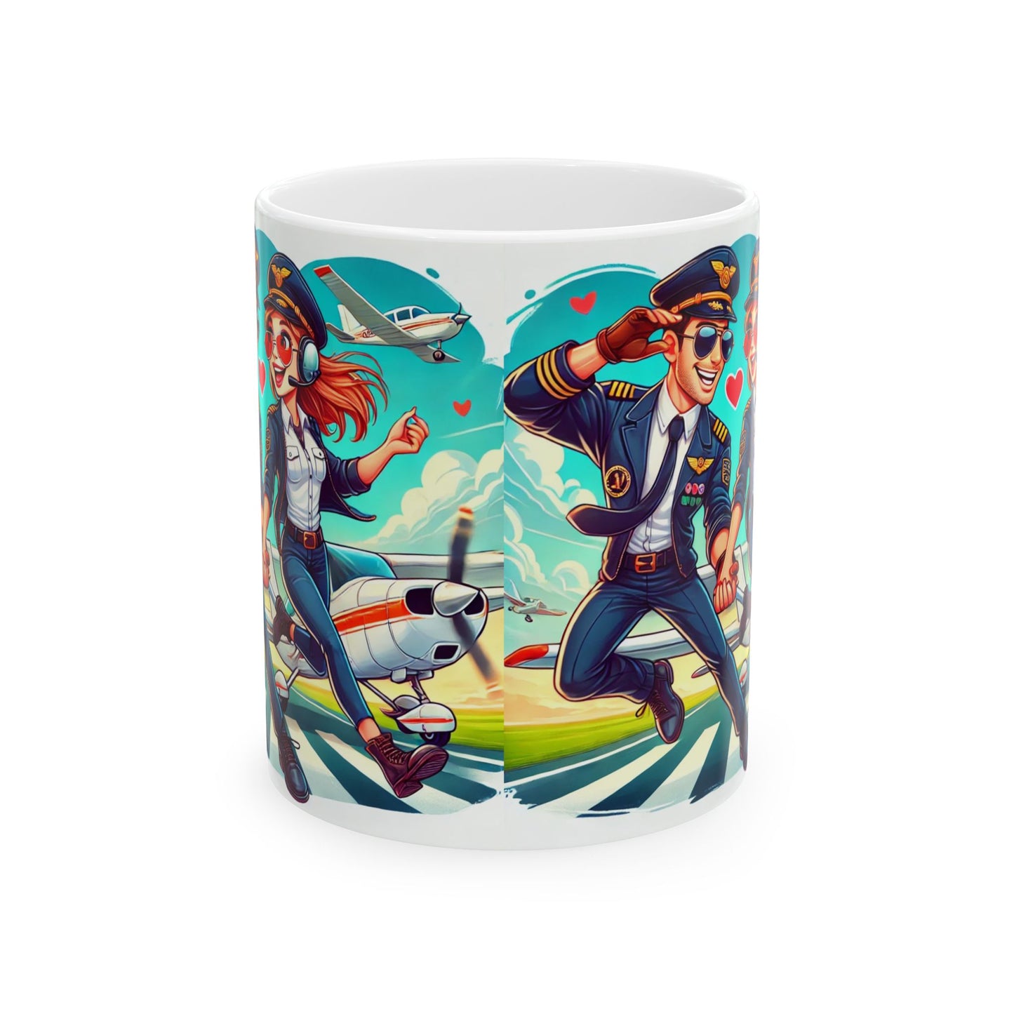 Aviator Love Ceramic Mug - 11oz & 15oz | Perfect Gift for Pilots & Aviation Enthusiasts