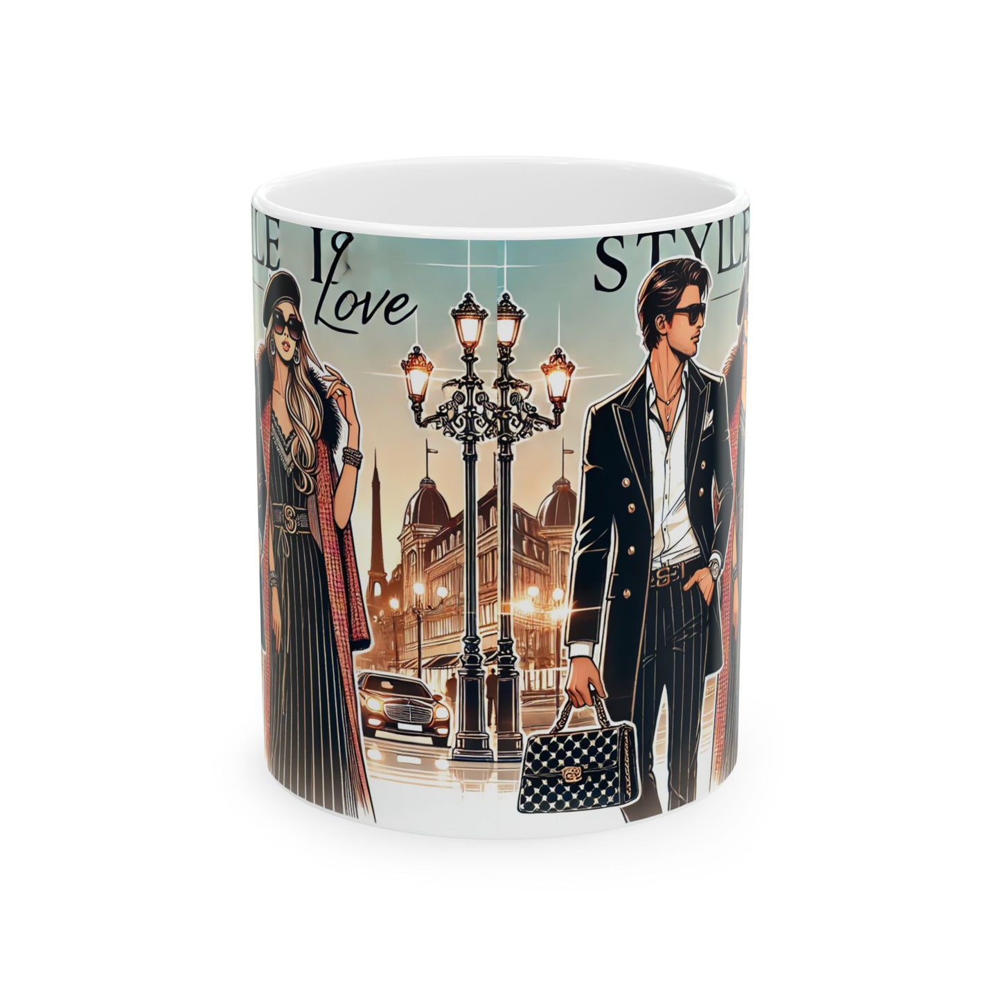 Chic Fashionista Ceramic Mug | Stylish Urban Design for Coffee Lovers