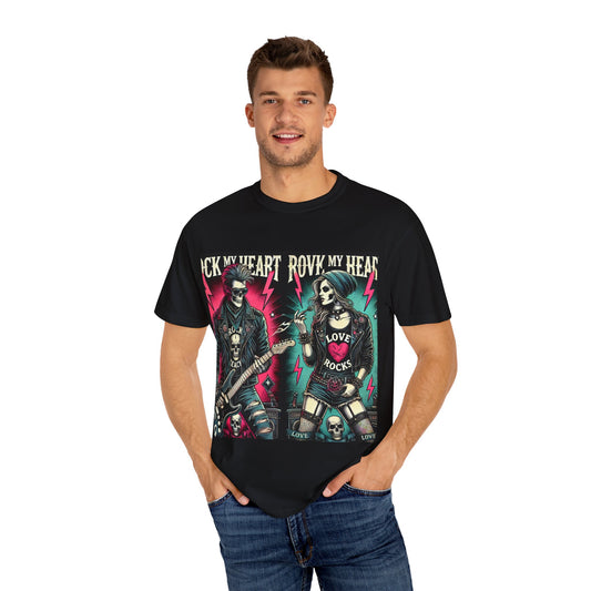 Rock & Roll Graphic T-Shirt - Unisex Vintage Style with 'Love Rocks' Design