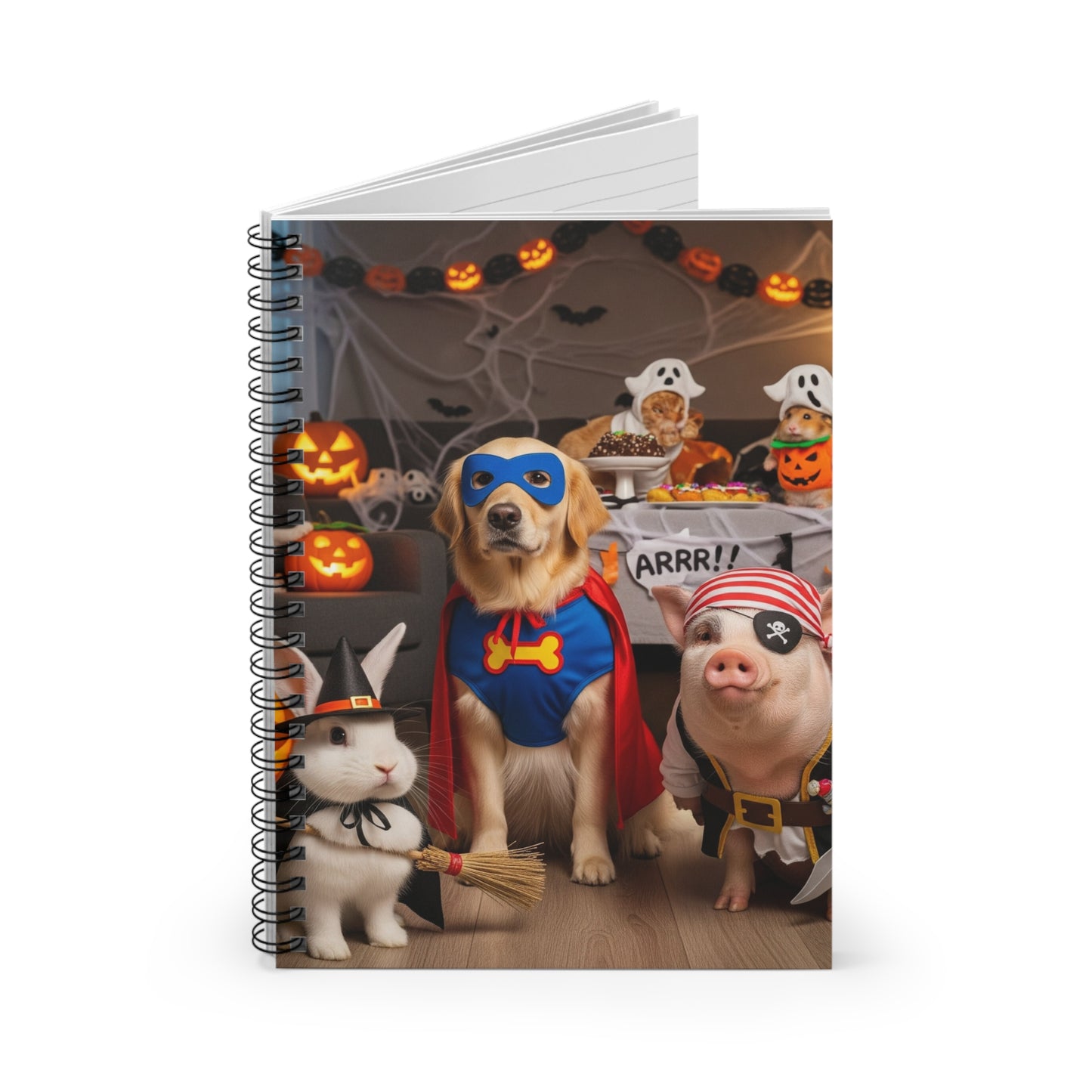 Superhero Pets Spiral Notebook | Fun Halloween Journal | Dog and Bunny Costume Design, Cute Animal Stationery, Gift for Pet Lovers, [...]