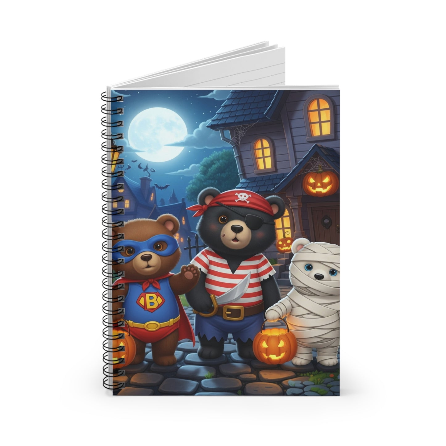 Halloween Themed Spiral Notebook - Cute Bear Designs, Trick or Treat, Superhero Bears, Fun Gift Idea, Study Supplies, Journaling, Kids [...]