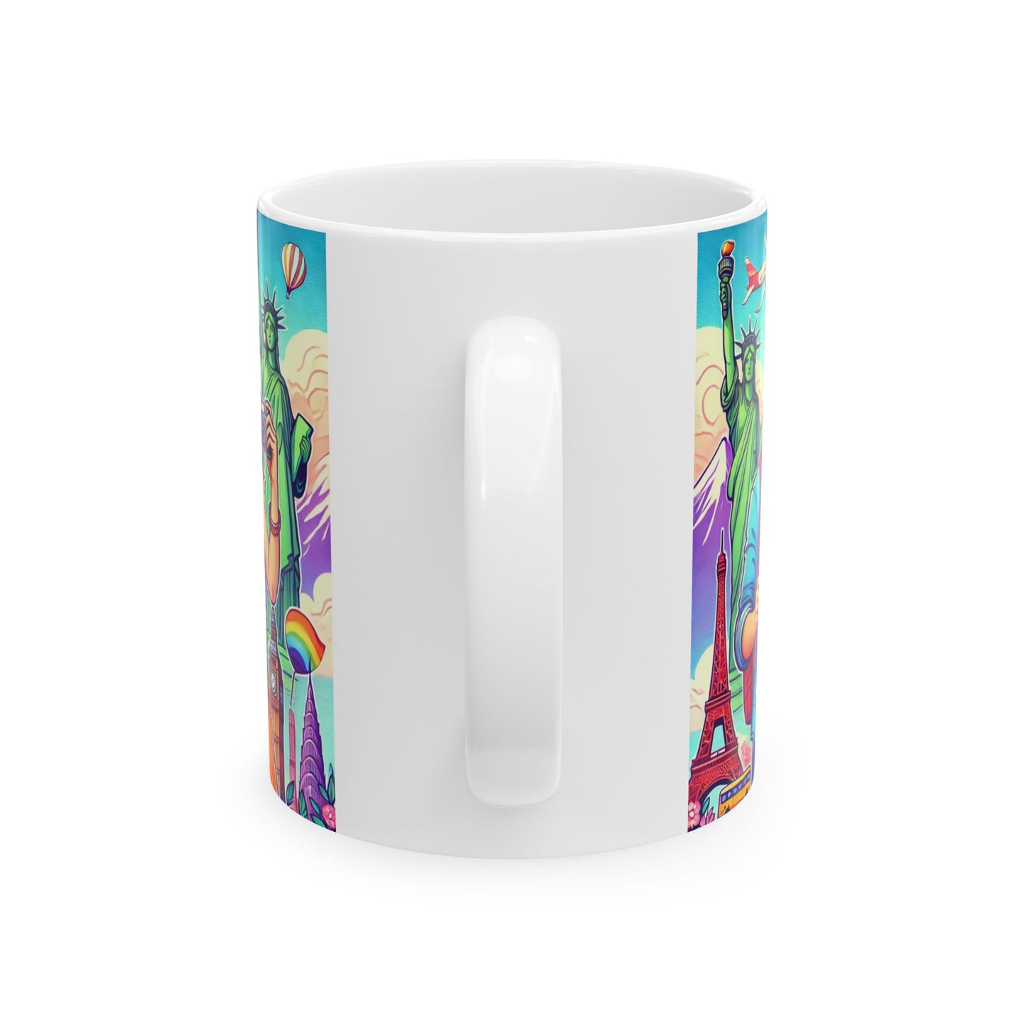 Travel-Themed Ceramic Mug - 11oz & 15oz - Explore the World with Iconic Landmarks