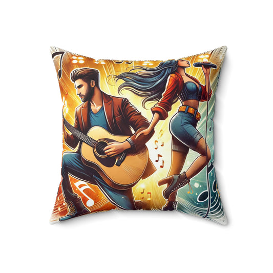 Musical Vibes Square Pillow - Perfect for Music Lovers!