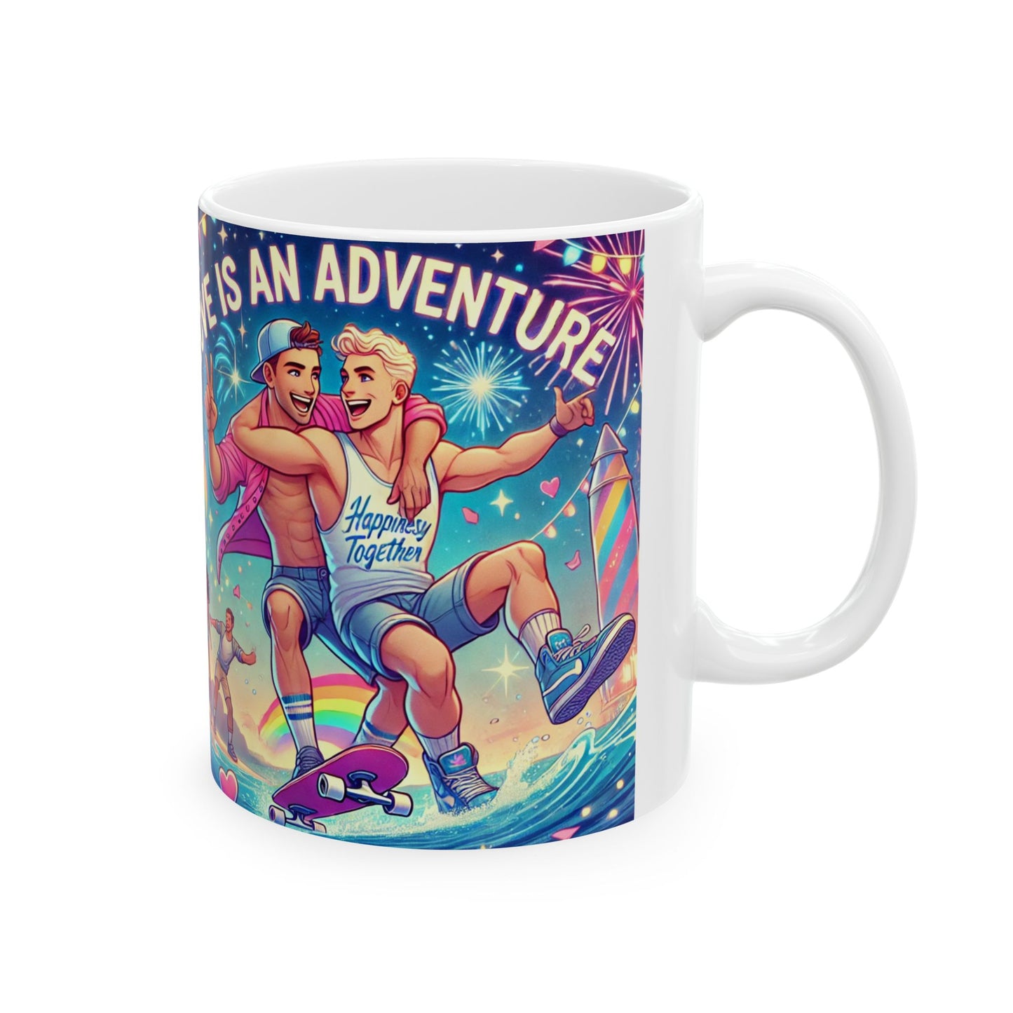 Love is an Adventure Ceramic Mug – Colorful LGBT Pride Design