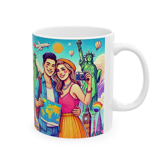 Travel-Themed Ceramic Mug - 11oz & 15oz - Explore the World with Iconic Landmarks