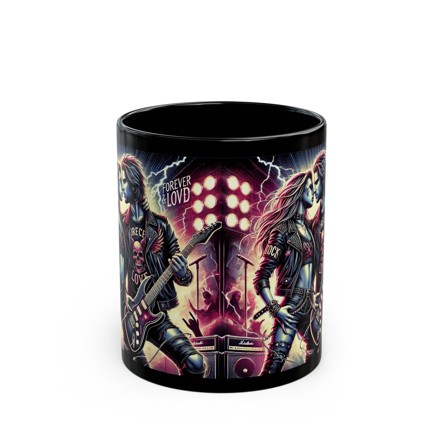 Forever Lovd Rocker Mug - 11oz & 15oz Black Coffee Cup for Music Lovers