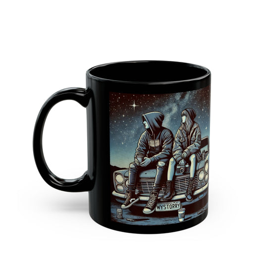 Mystery Vibes Black Mug - 11oz/15oz Coffee Cup for Car Enthusiasts & Night Lovers