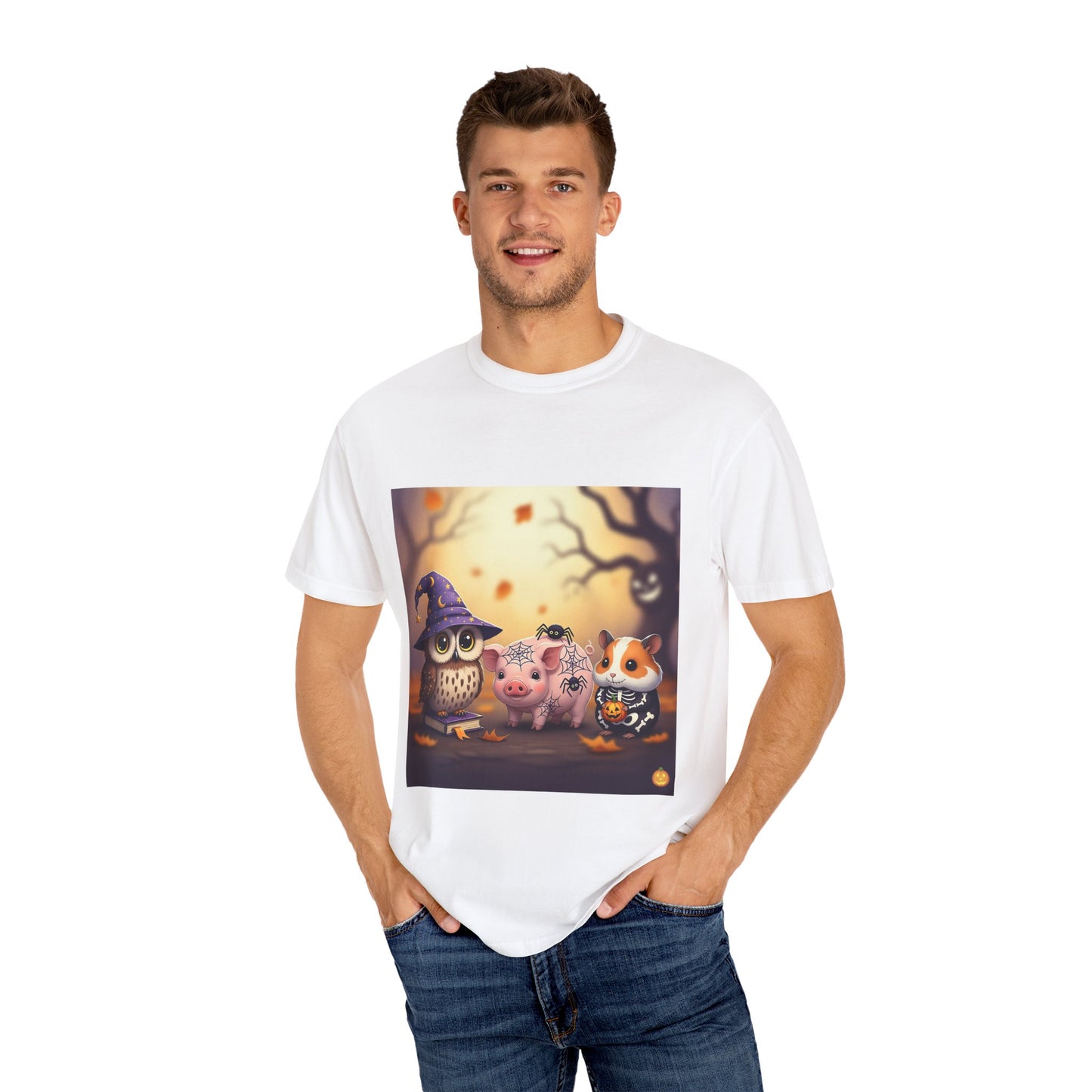 Whimsical Halloween T-Shirt, Cute Owl & Pig Design, Perfect Fall Gift, Unisex Tee for Parties & Celebrations, Kids & Adults