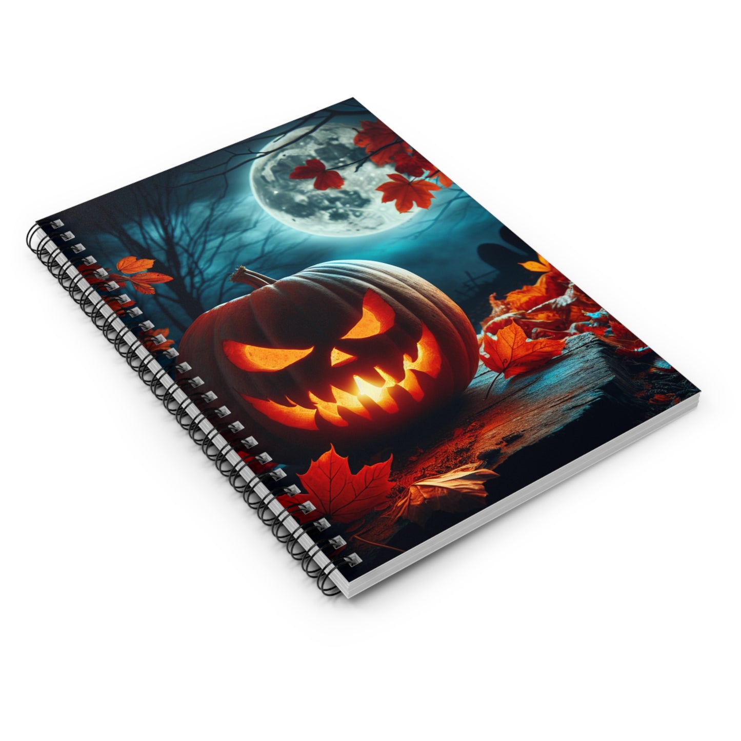 Halloween-Themed Spiral Notebook, Pumpkin Decor Journal, Fall Notepad, Spooky Stationery, Autumn Writing Gift