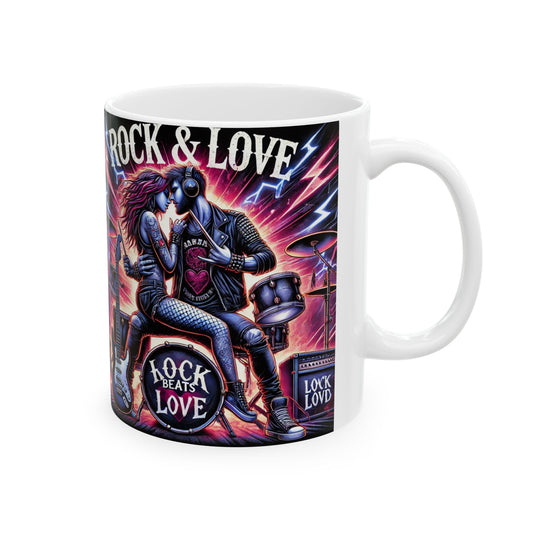Rock & Love Ceramic Mug - 11oz/15oz - Perfect Gift for Music Lovers