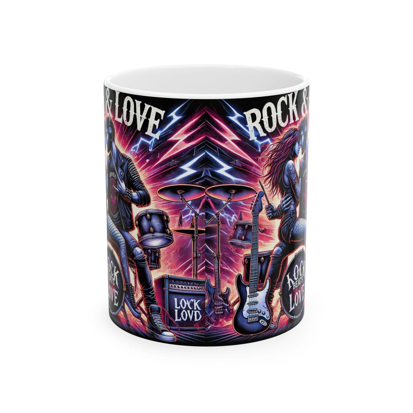 Rock & Love Ceramic Mug - 11oz/15oz - Perfect Gift for Music Lovers