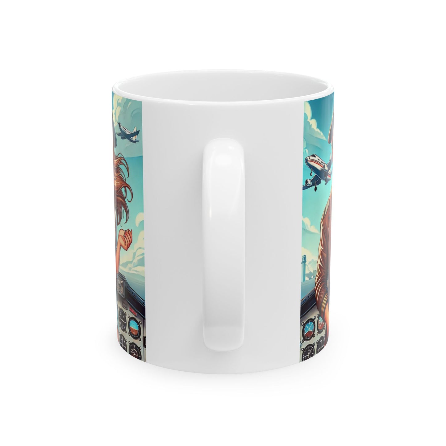 Aviation Lovers Ceramic Mug - Pilot and Airplane Design, Perfect Gift for Travel Enthusiasts