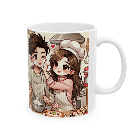 Cute Couple Cooking Ceramic Mug – Perfect Gift for Food Lovers