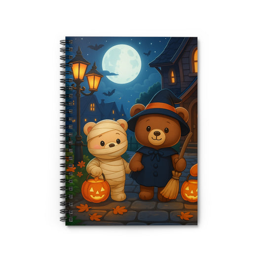 Halloween-Themed Spiral Notebook - Cute Bear Design, Spooky Decor, Gift for Kids, Journaling, School Supplies, Fall Writing