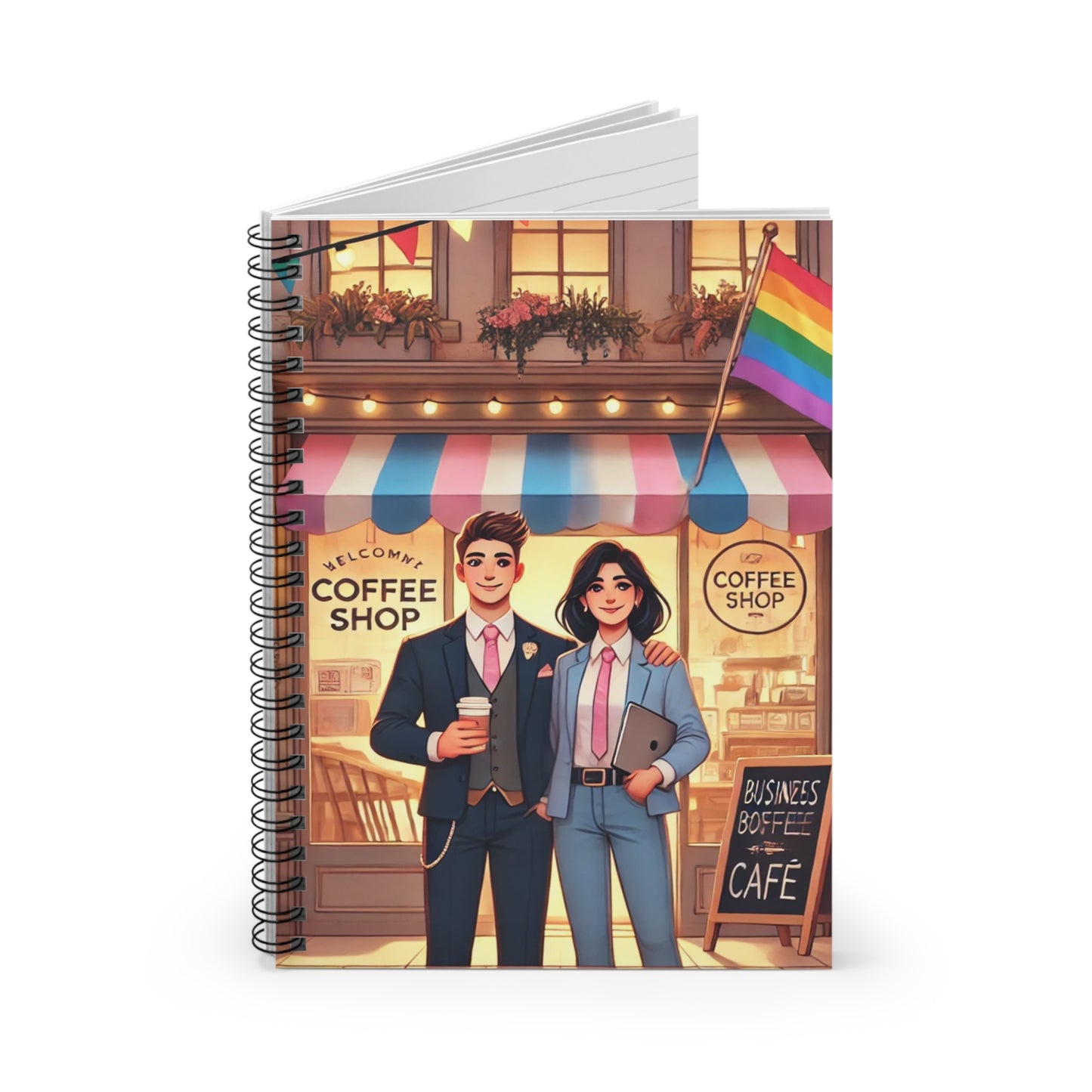 Cozy Café Spiral Notebook - Ruled Line with Charming Coffee Shop Design