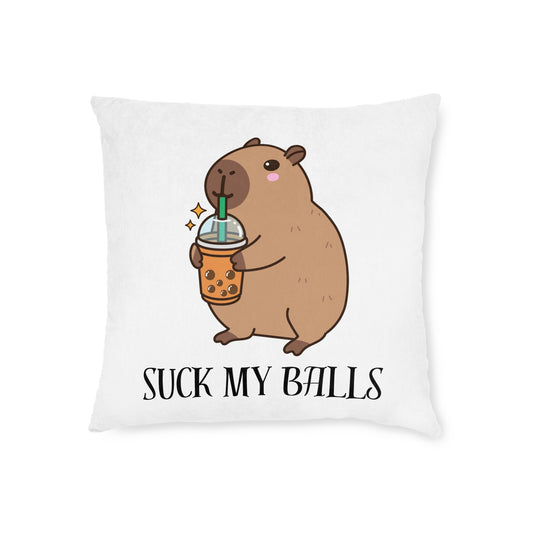 Funny Capybara Square Pillow - "Suck My Balls" Decorative Cushion for Home