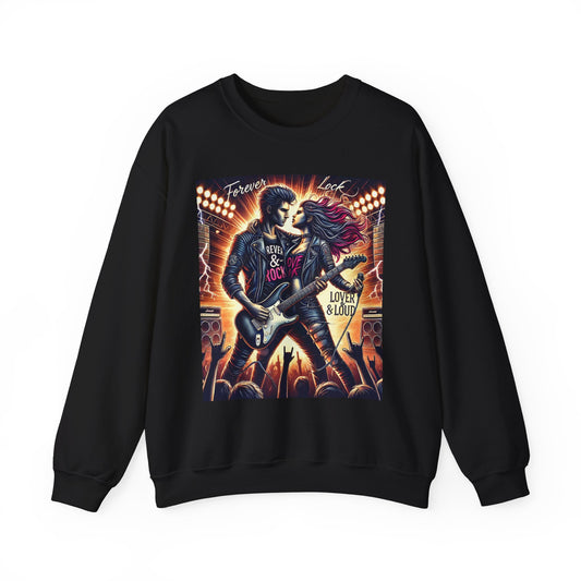 Forever Rock Love Crewneck Sweatshirt - Unisex Heavy Blend™ - Perfect for Music Lovers