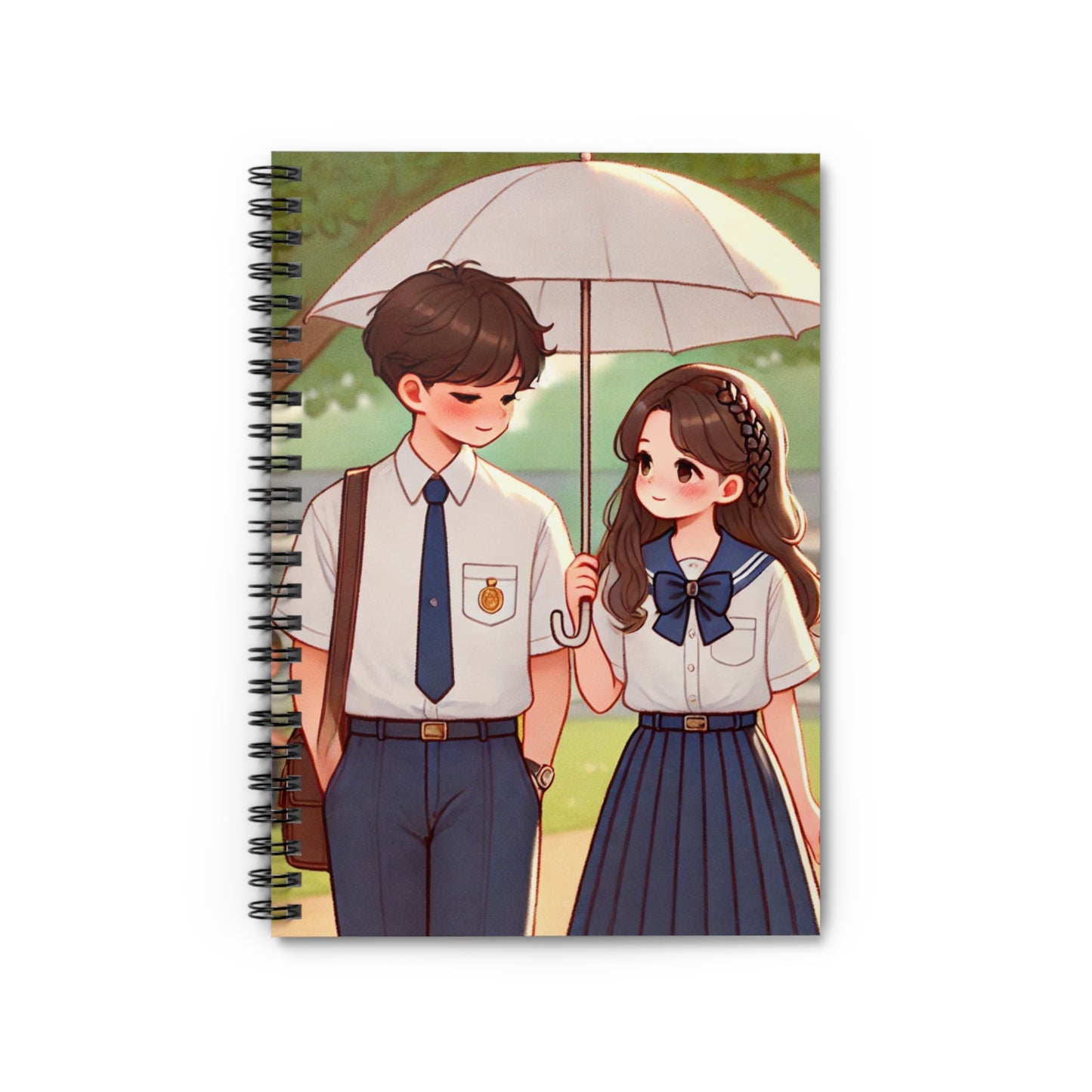 Romantic Spiral Notebook - Cute Couple Design for School or Journaling