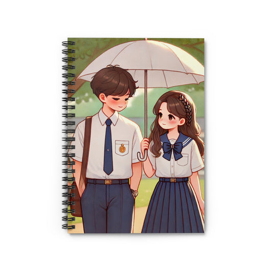 Romantic Spiral Notebook - Cute Couple Design for School or Journaling