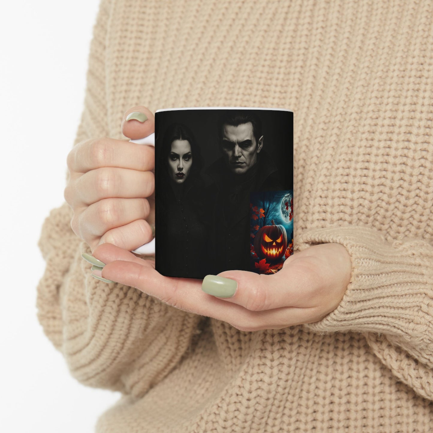 Halloween-Themed Ceramic Mug, Spooky Coffee Cup, Pumpkin Decor Mug, Gift for Halloween Lovers, 11oz & 15oz
