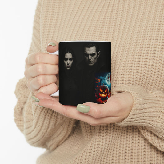 Halloween-Themed Ceramic Mug, Spooky Coffee Cup, Pumpkin Decor Mug, Gift for Halloween Lovers, 11oz & 15oz