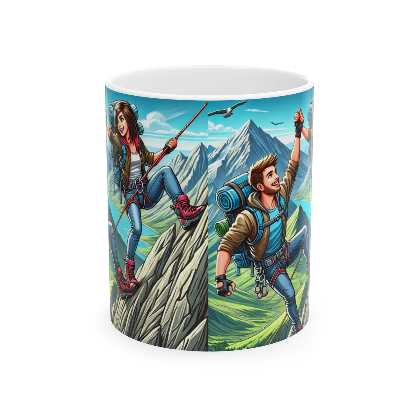Adventure Lovers Ceramic Mug - Hiking & Climbing Design (11oz, 15oz)