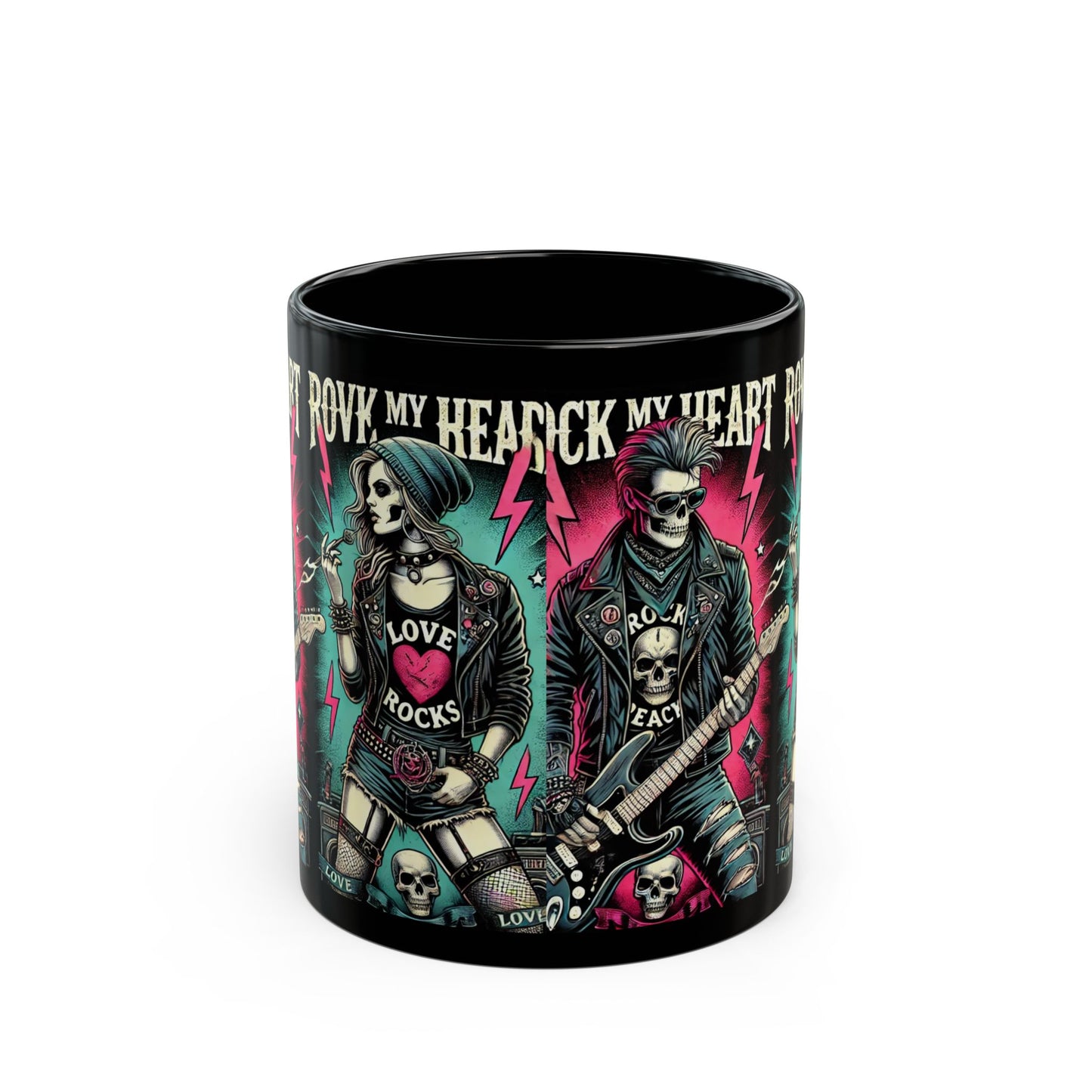 Rock 'n' Roll Love Mug - Gothic Skull Design