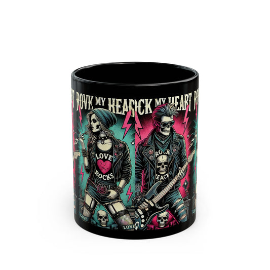 Rock 'n' Roll Love Mug - Gothic Skull Design