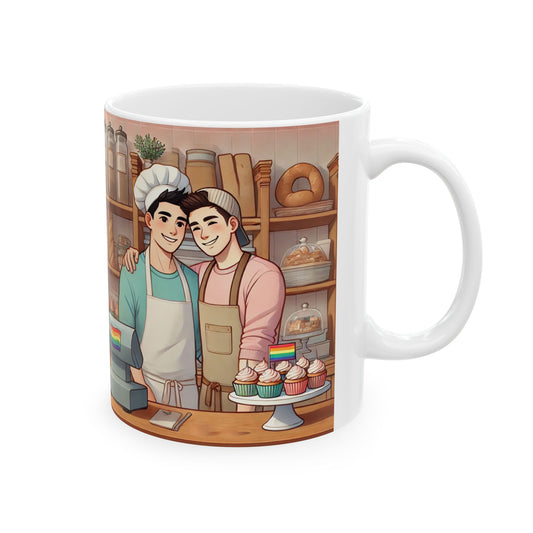 Colorful Baker's Ceramic Mug - Celebrate Love & Baking
